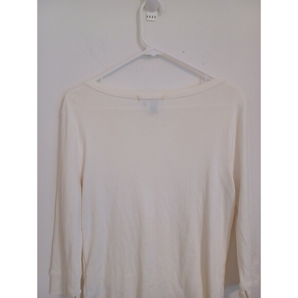 Lauren Ralph Lauren Pullover Knit Top Womens Large Ivory 3/4 Sleeves Preppy - Picture 8 of 8